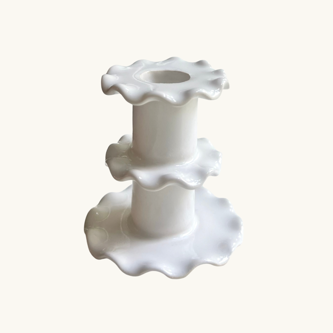 White Frilled Candlestick (Medium)