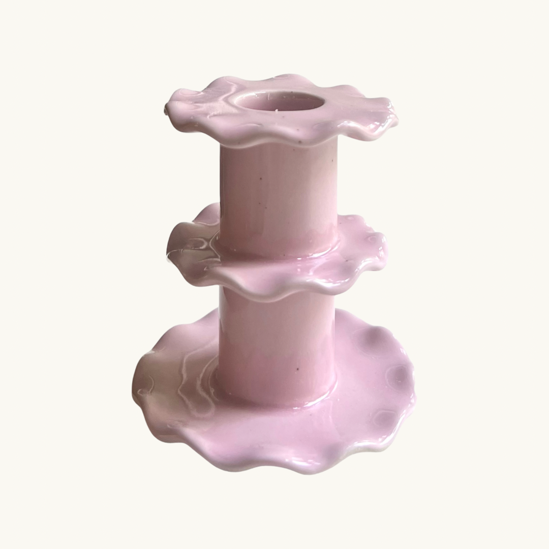 Pink Frilled Candlestick (Medium)