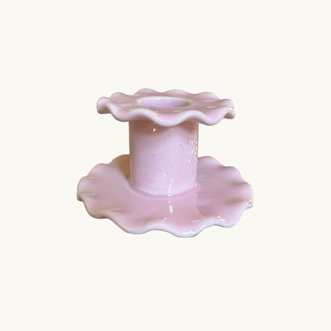 Pink Frill Candlestick (Small)