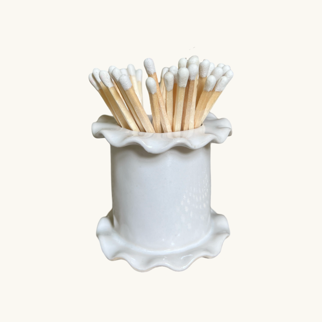 White Frilled Match Holder