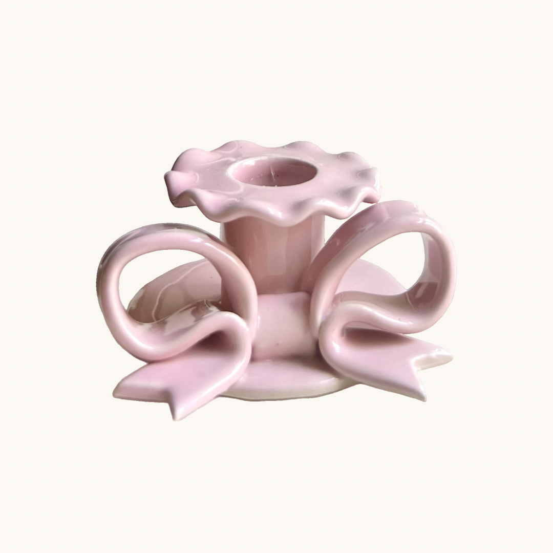 Pink Bow Candlestick