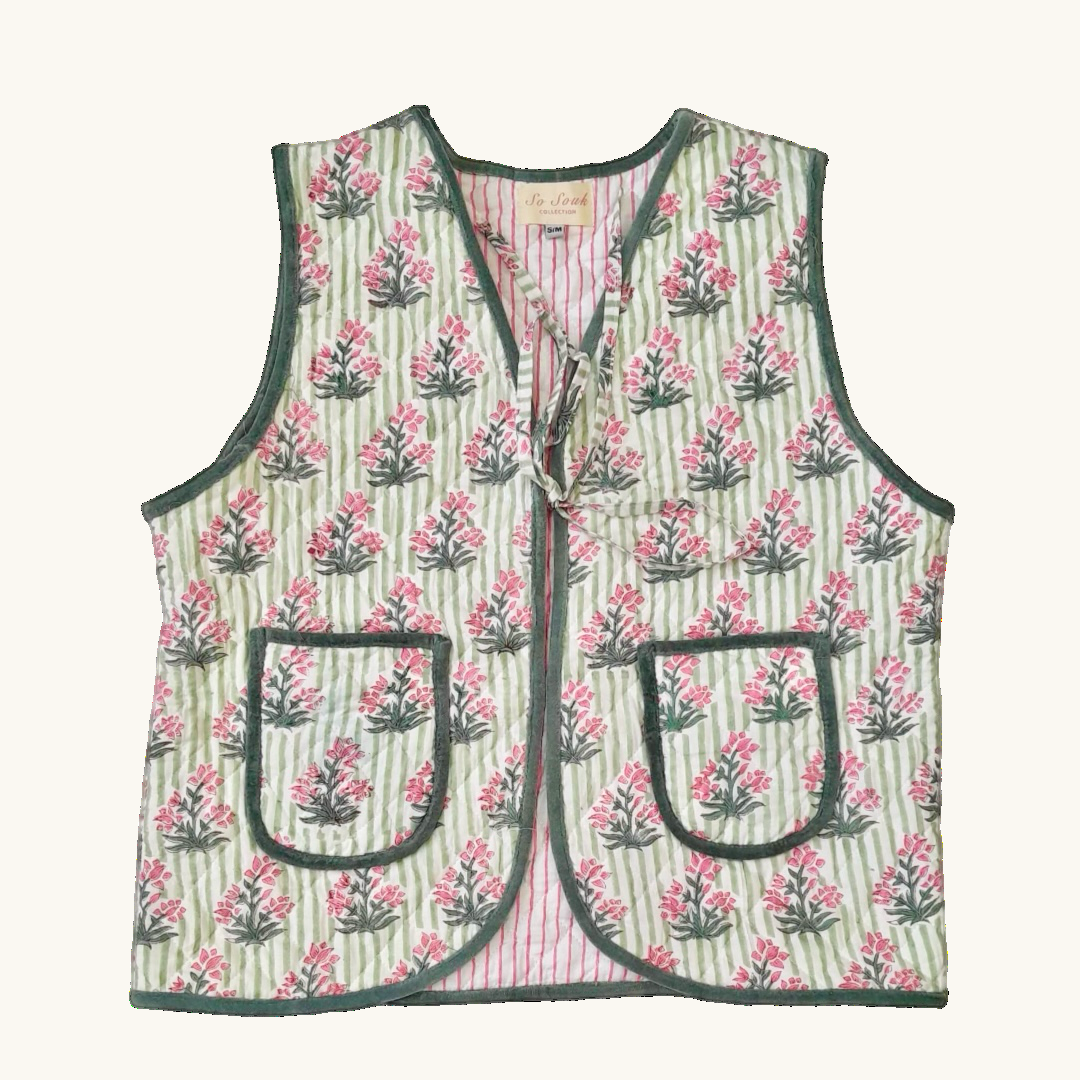 Green Johari Cotton Gilet