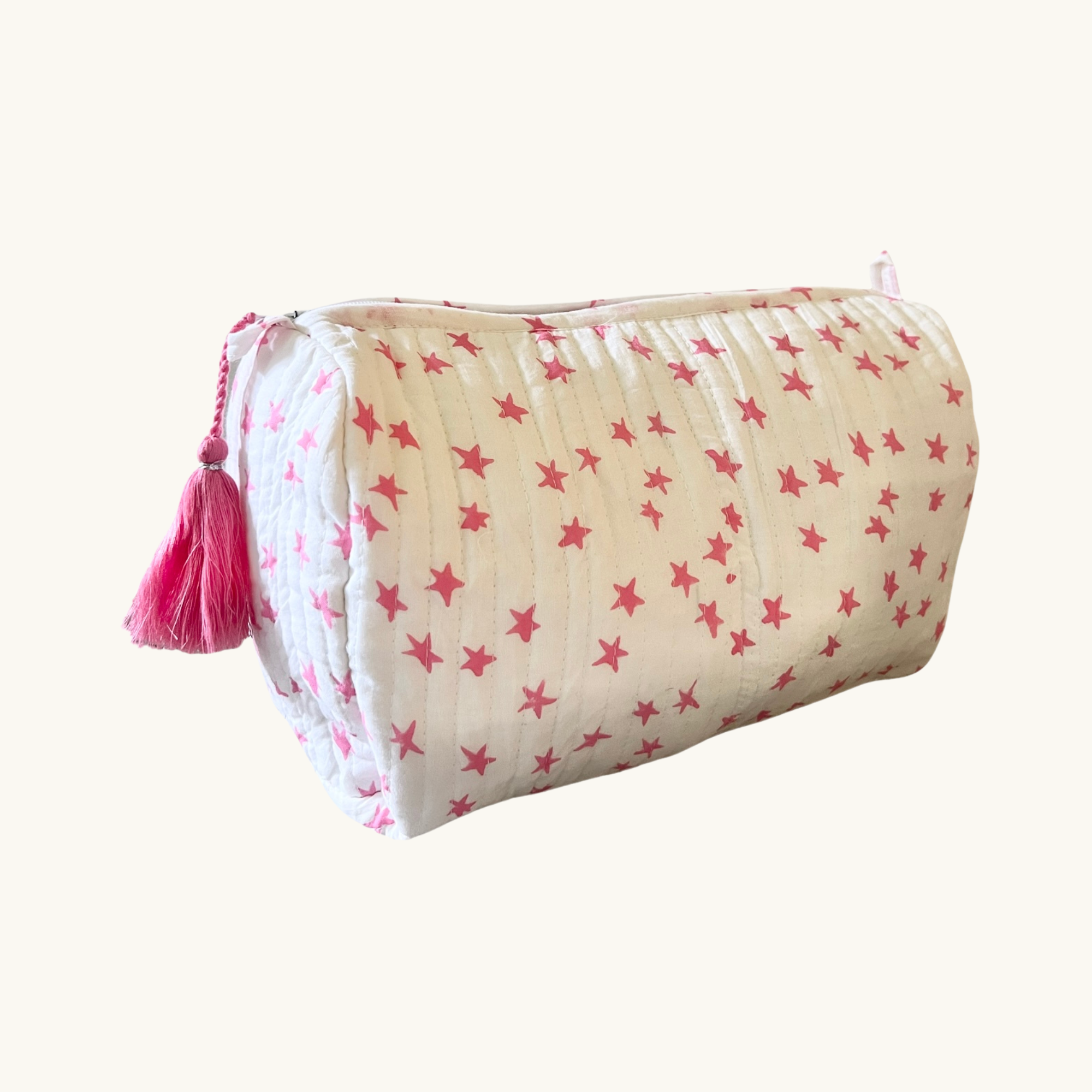 Pink Star Handblocked Wash Bag