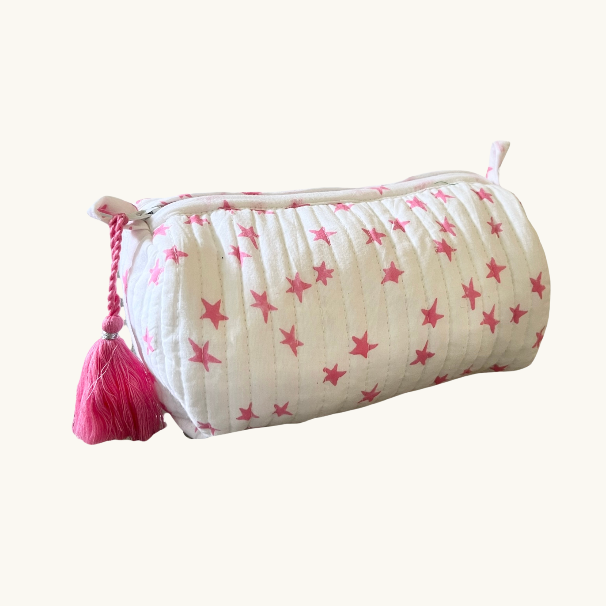 Pink Star Handblocked Wash Bag