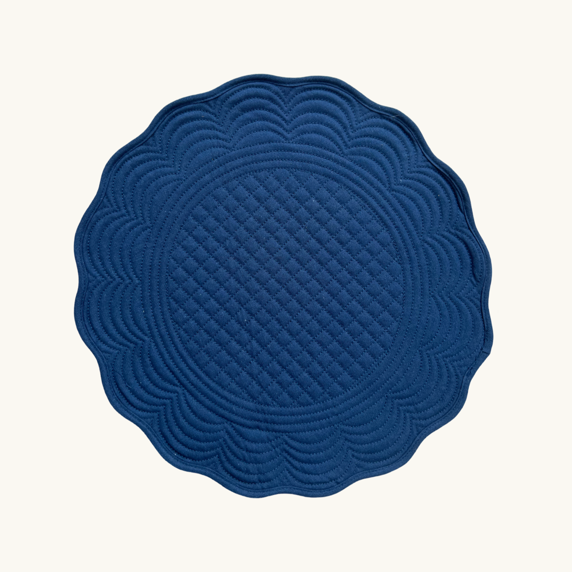 Scalloped Quilted Indigo Placemat