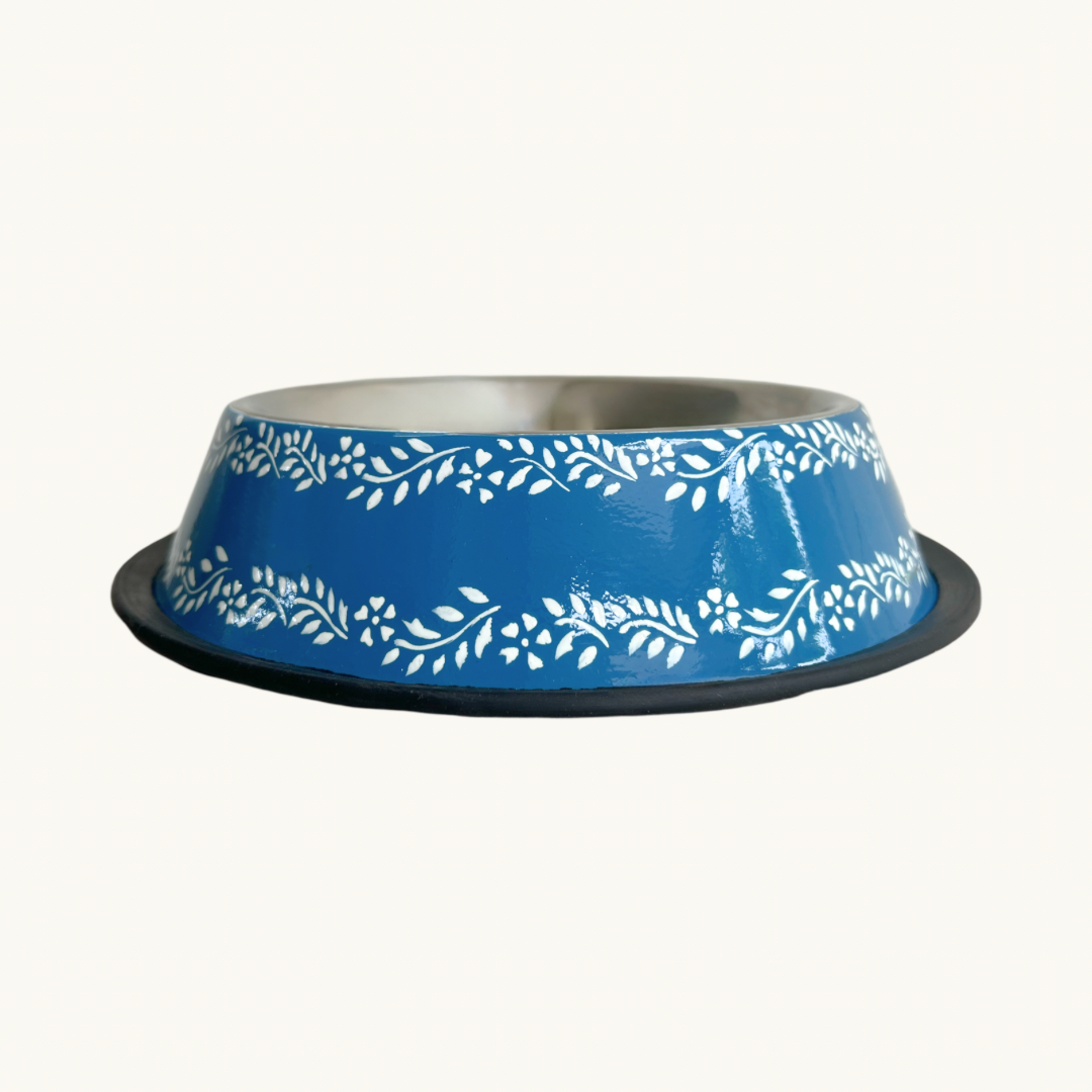 Blue Enamel Dog Bowl