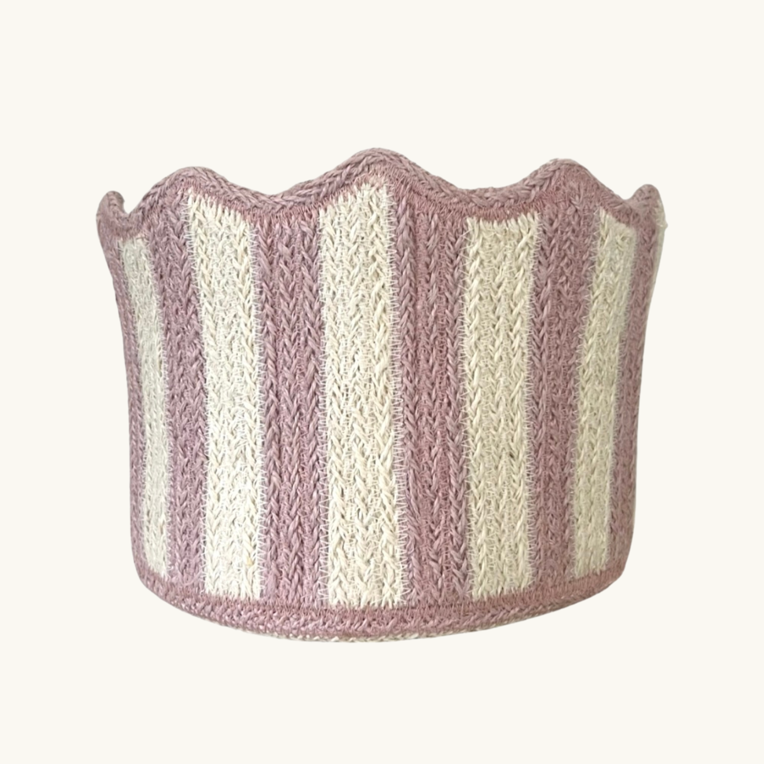 Pink Striped Scalloped Basket